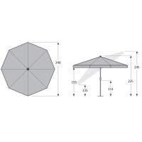 ACTIVE 240 cm – uchylny parasol centralny