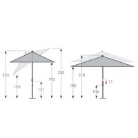 ALU WOOD 210 x 140 cm - parasol z automatycznym odchylaniem i ochroną UV ULTRA