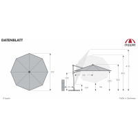 DERBY DX 335 cm – parasol ogrodowy z nogą boczną