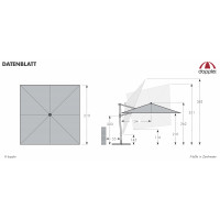 DERBY DX 210 x 210 cm - parasol ogrodowy z nogą boczną