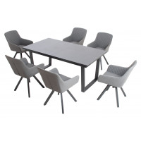 LIVORNO PARIS SWIVEL GREY - luksusowy zestaw ogrodowy 6+1
