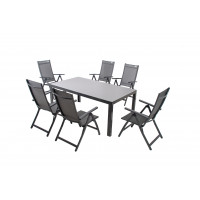 LUNA ACTIVE szary - komplet wypoczynkowy aluminiowy 6+1
