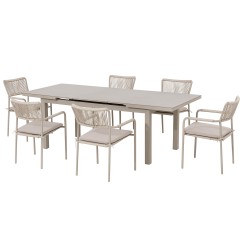 LUNA MIAMI szary - aluminiowa sofa ogrodowa zestaw 6+1